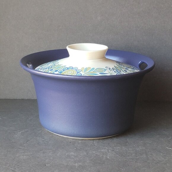 Figgjo Norway 'TOR VIKING'  flameware casserole with lid  8" MCM Blue Floral - Picture 4 of 6